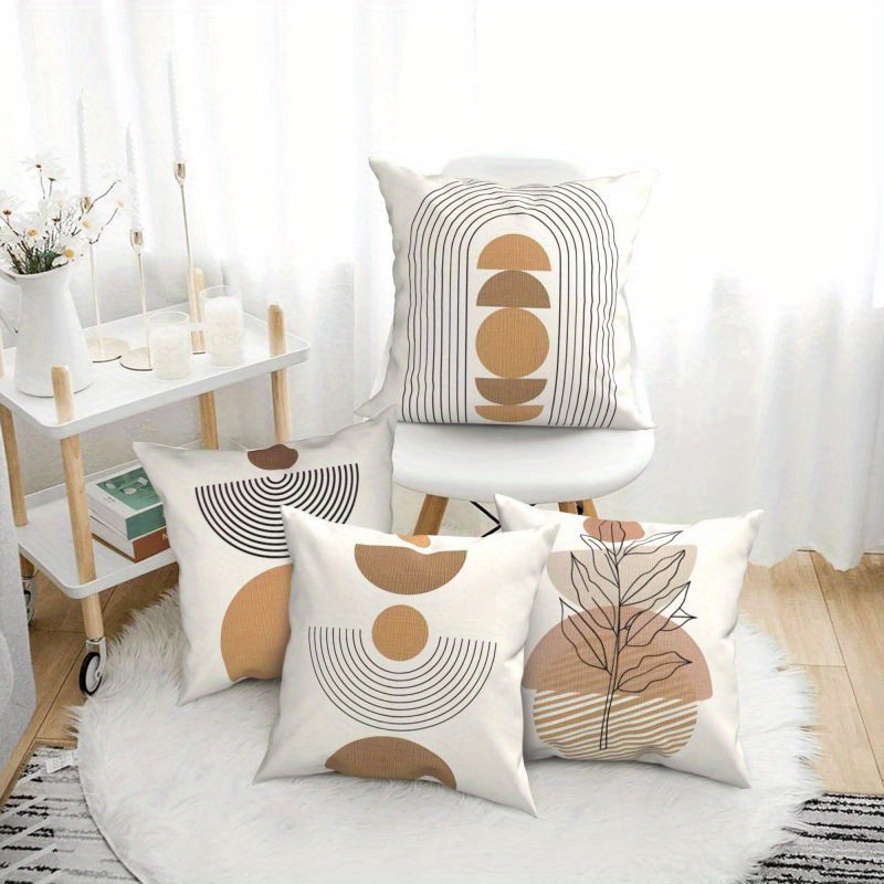 

4pcs - & , Linen Cushion For & Bedroom Decor, Zippered, No (16x16, 18x18, )