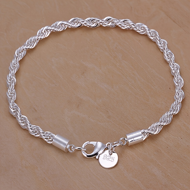 925 Silver Twisted Bracelet, An Elegant Gift, Suitable For Daily Wear, A , Bohemian Style, , Durable, Bracelet, Party Accessory, Statement Bracelet, Fashionable Women's Bangle Jewelry