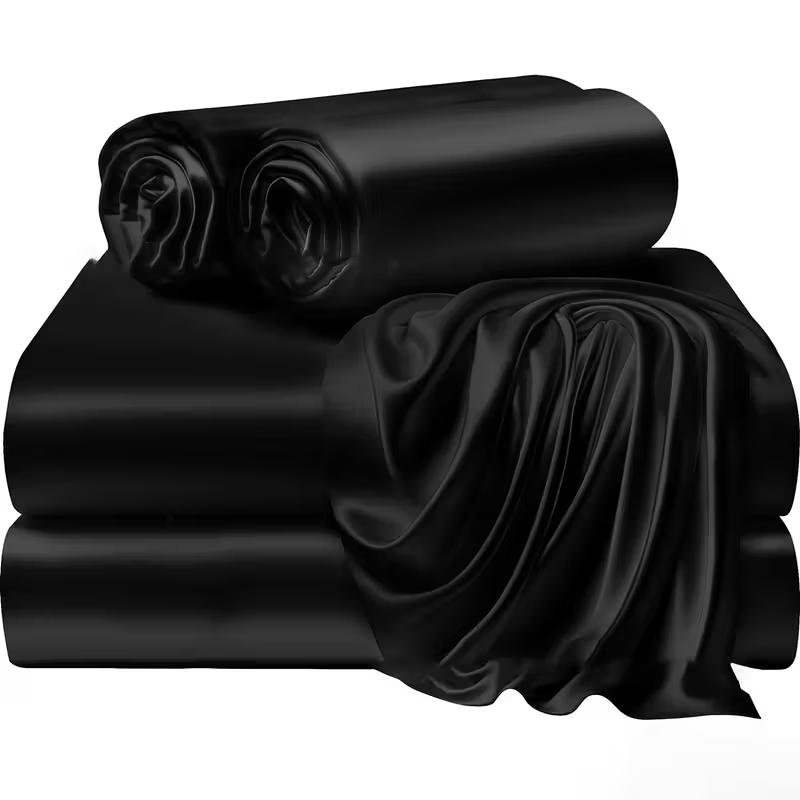 TEMU 4pcs 2100tc Satin Sheets Queen Size Bed Set - Luxury Silky Bed Sheet Set, Ultra Soft Queen Bed Sheet Breathalbe Bed Sheets Queen Set 4pcs Bed