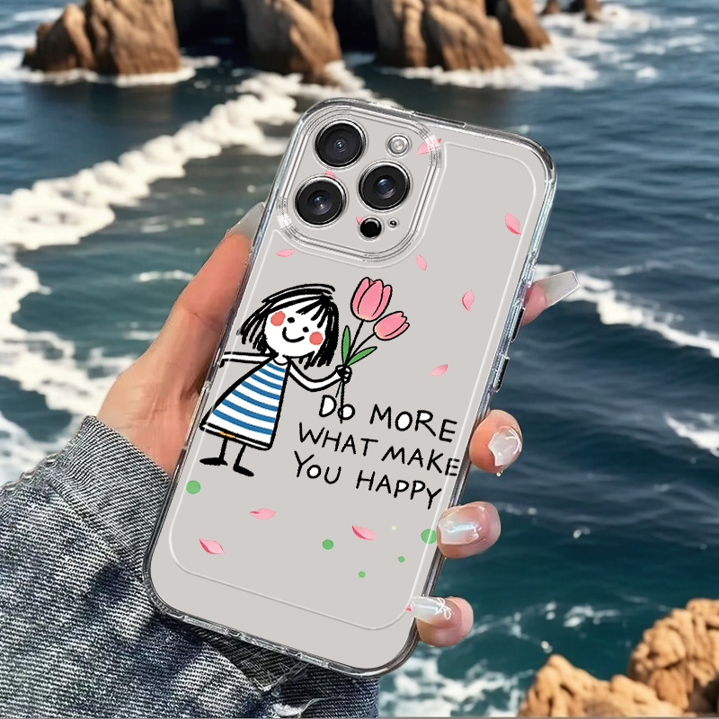 Ovitek za telefon: Dekle Tulipan Angleški ovitek za telefon, združljiv z iPhone 17 Air 16 15 14 13 12 11 Pro XS XR XS 8 6 6S Plus, prozorni