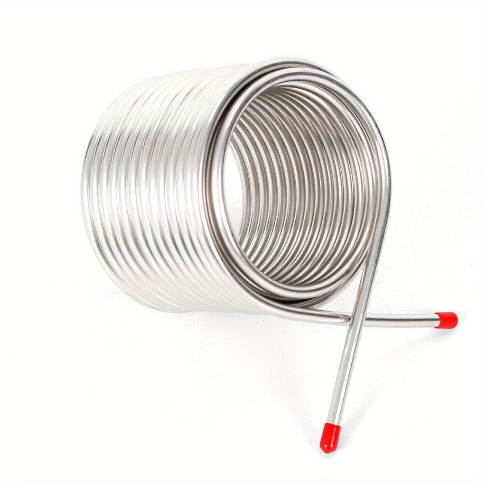 Image of Silver Stainless Steel Chiller Tube Designed For Home Brewing, Featuring A Pipe For Ice Baths