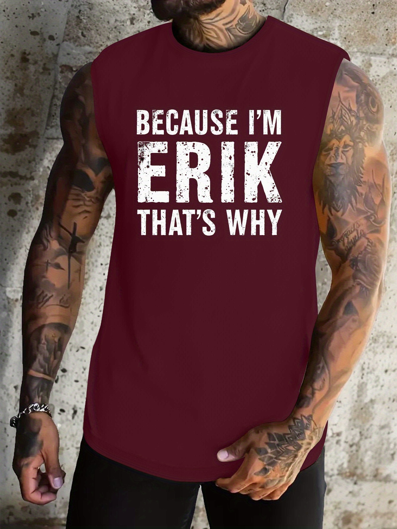 chaleco sin   para hombre - verde   con letra   porque soy  , eso es por qué - camiseta deportiva de músculo para gimnasio y ropa casual - lavable a máquina, tallas   y altas, estilo deportivo, diseño geométrico, confortable, ideal para entusiastas del fitness, plus size