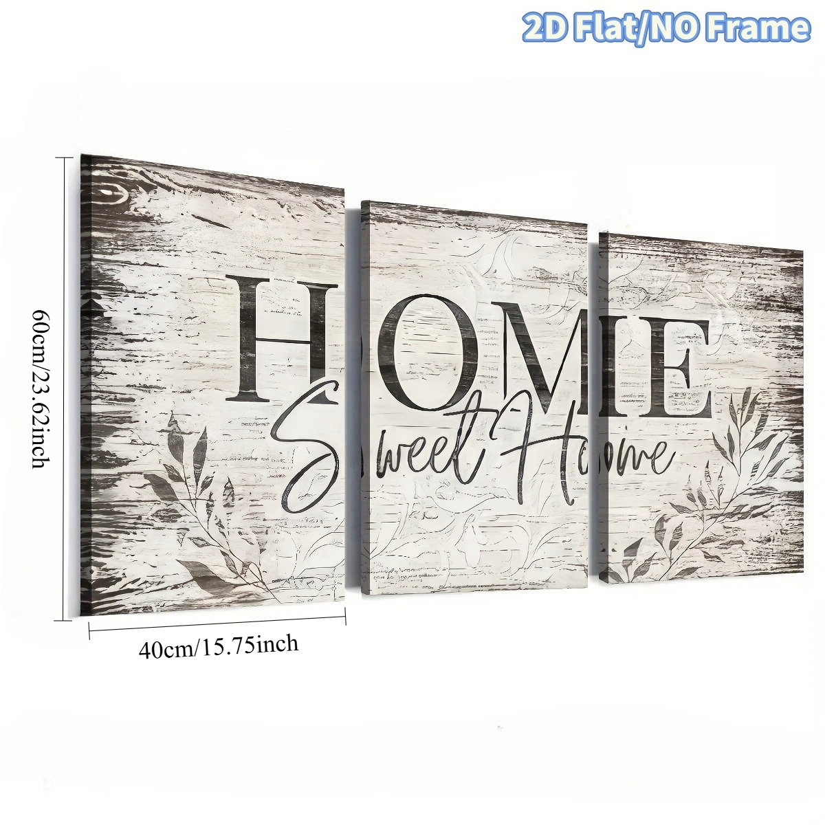TEMU 2d Flat, 2d Flat Frameless 3pcs Set Vintage Style Sweet Home Art, Home Decor, Wall Art, Room Decoration, Holiday Gift, For Living Room, Bedroom,