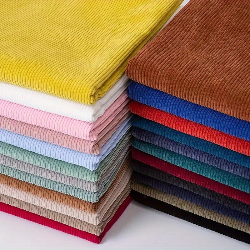 

1pc 50x150cm Corduroy Fabric Velvet Stripe Fabric - Soft & Polyester Material, Pre-cut For Diy Pants, Sofa Covers & Handmade Projects, In Yellow, Brown, Pink, White, Blue, Red, Black