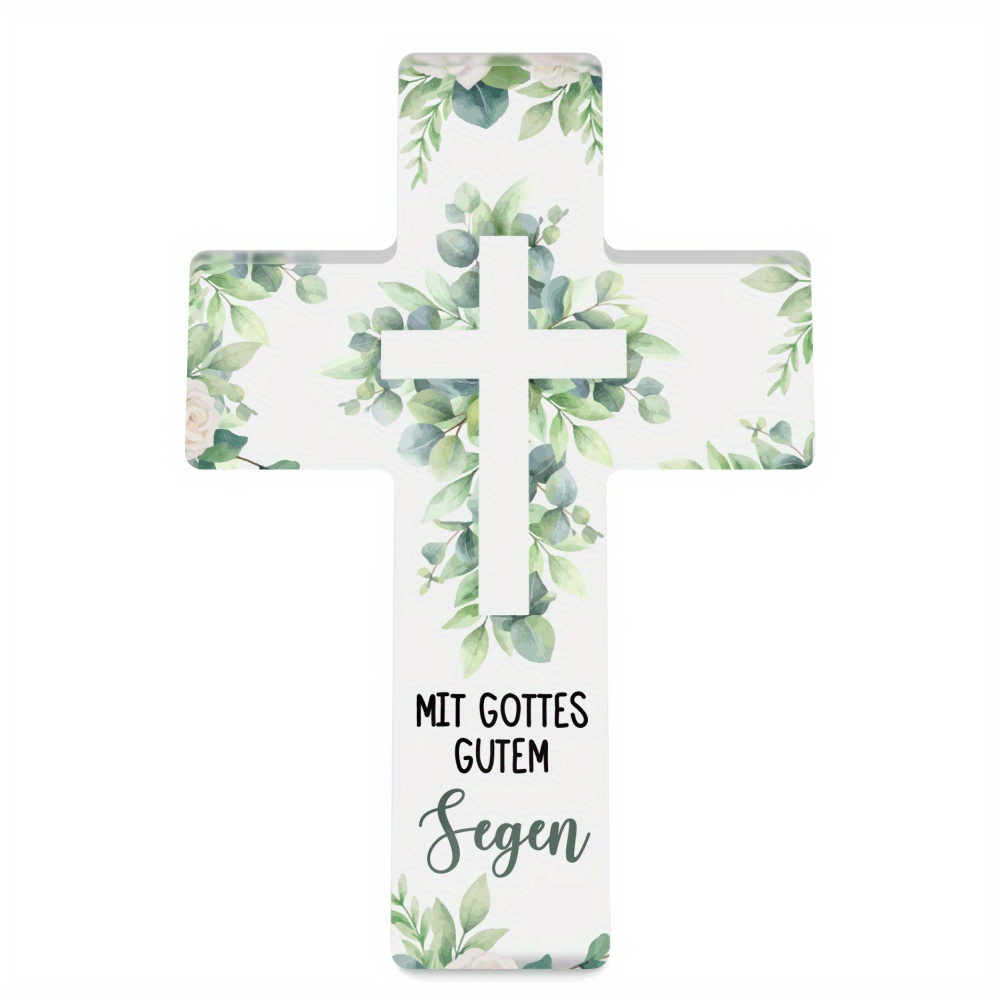 Image of 2d Flat 1pc German Religion Shaped Acrylic Sign Table Decor, Mit Gutem , Desktop Decoration For Home Room Church Fireplace Party, Gift