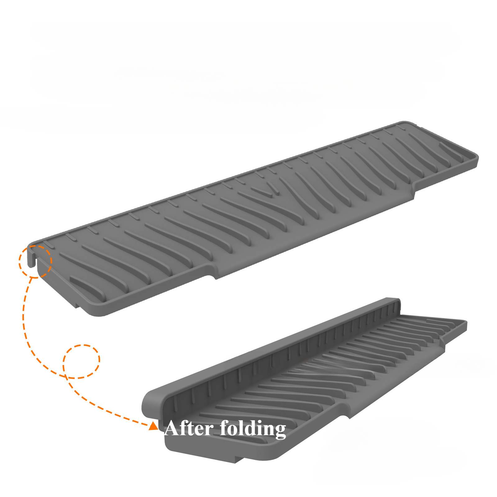 1pc 45cm X 10cm Narrow Edge Drain Pad, Foldable Silicone Splash Proof Pad, Sink Drain Mat