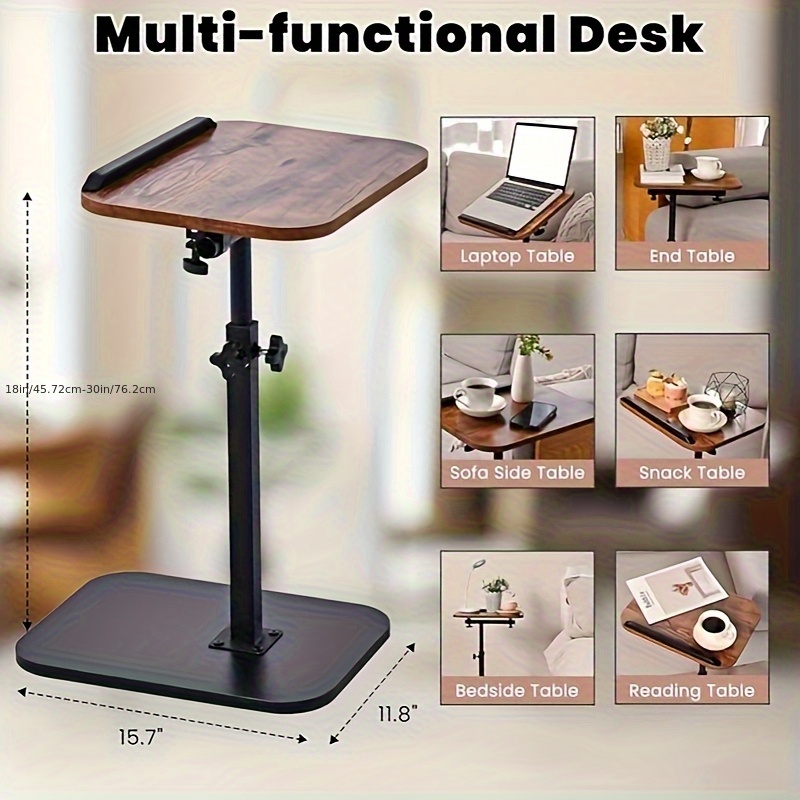 TEMU Adjustable Height Sofa Side Table- Portable Coffee And Office Desk, , Suitable For Outdoor Leisure, Bathtub Side Table, Bedside