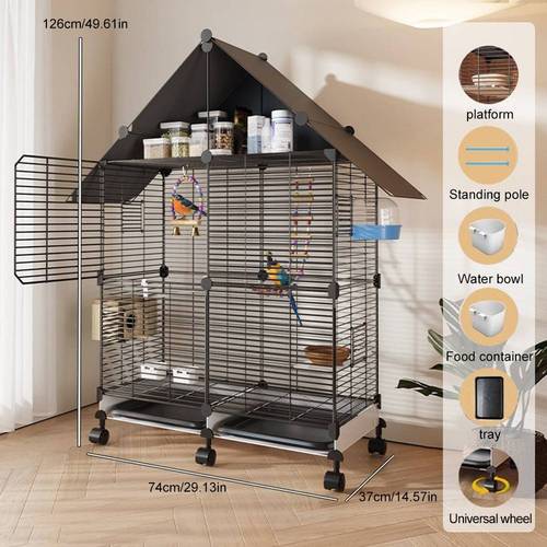large rolling bird cage suitable for medium large birds with mobile stand bird villa with cage doors for access for outdoor use suitable for parrots cockatiels conures macaws