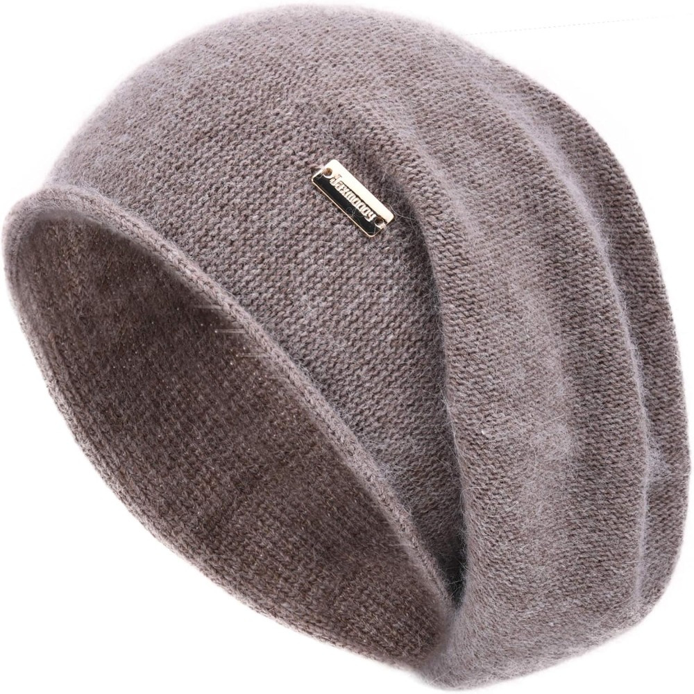 

Cozy Knit Women’s Beanie - Soft, Stretchy, And Hat In Dark Brown, Ribbed Texture With Metal Label, Birthdays Or Cold Weather, Knit Hat