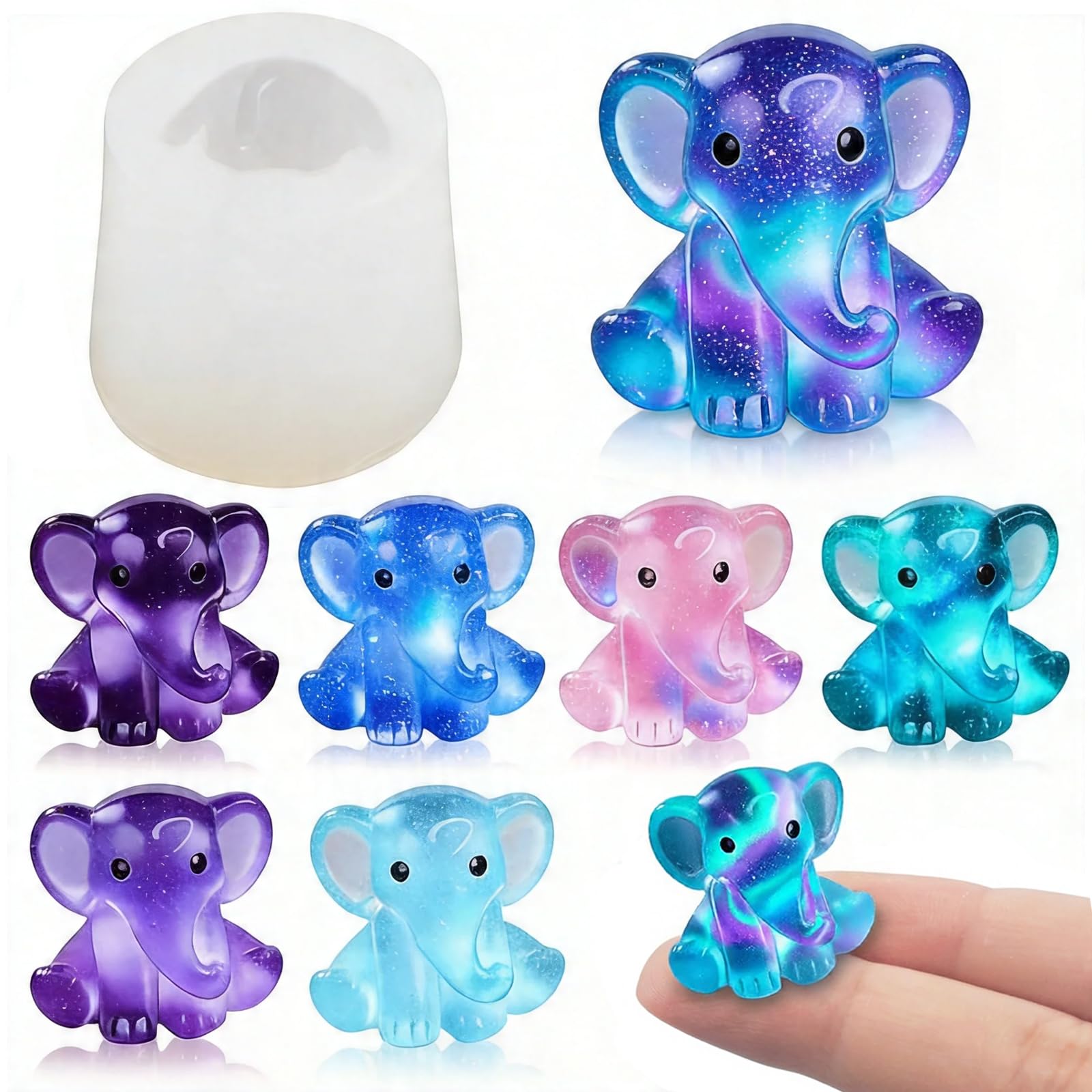 TEMU 1pc Mini Cute 3d Elephant Figurine Silicone Molds For Epoxy Resin Soap Plaster Clay Diy Craft, Party Favors For Dollhouse Fairy Garden Micro