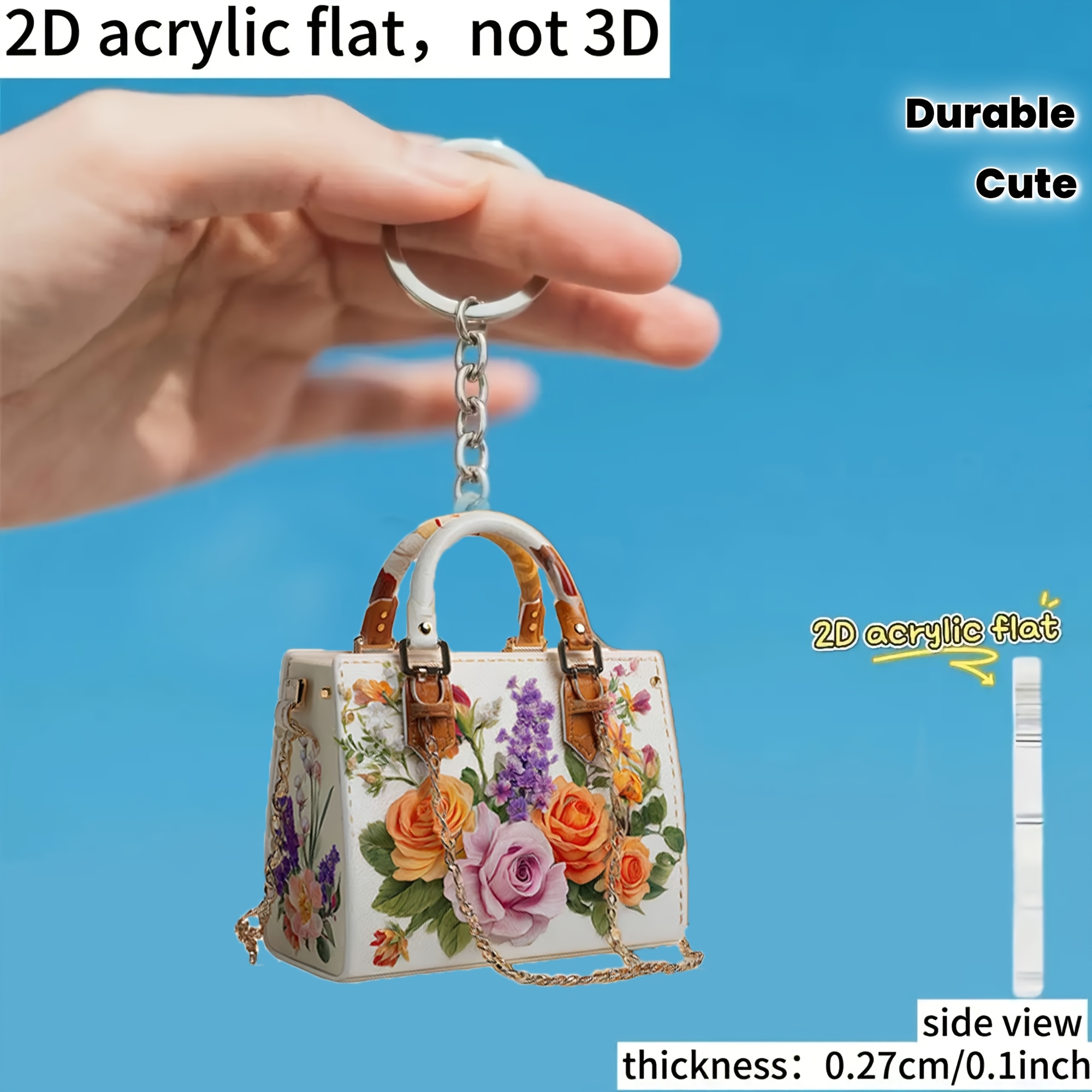 TEMU 2d Flat Acrylic Keychain, 2025 New Ins-style Cartoon Pendant, Backpack Decoration, Bag Decoration, 2-in-1, Christmas And New Year Gift For