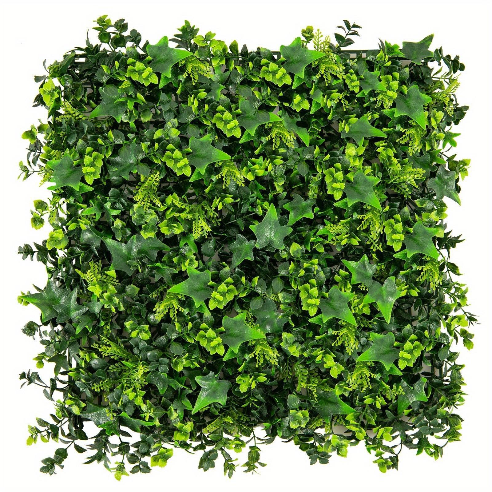 12pcs. Artificial Hedge Plant Wall 50.5x50.5cm, Simulated Lawn Artificial Plant, Uv-protected, Wall-mounted, Mixed Leaves