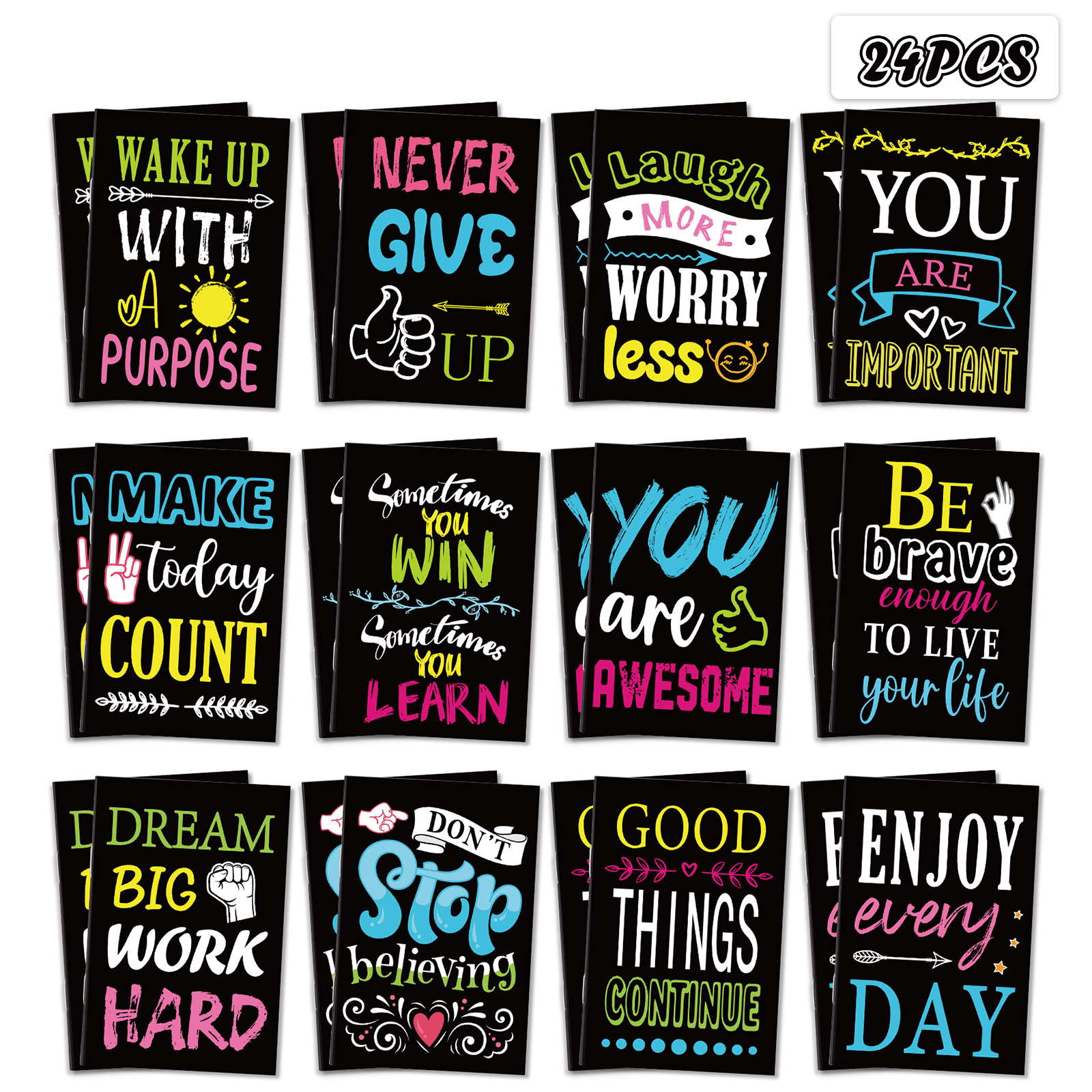 TEMU 24pcs Mini Inspirational Notebooks Party Favors- Motivational Journals Pocket Notepads Bulk For Appreciation, Graduation, Office Gifts Party