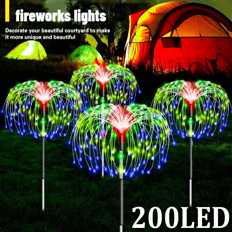 

12 Pcs Solar Fireworks Led Lights Sensor Outdoor Solar Powered Lawn Decoration Lights For Landscape Lawn Ip65