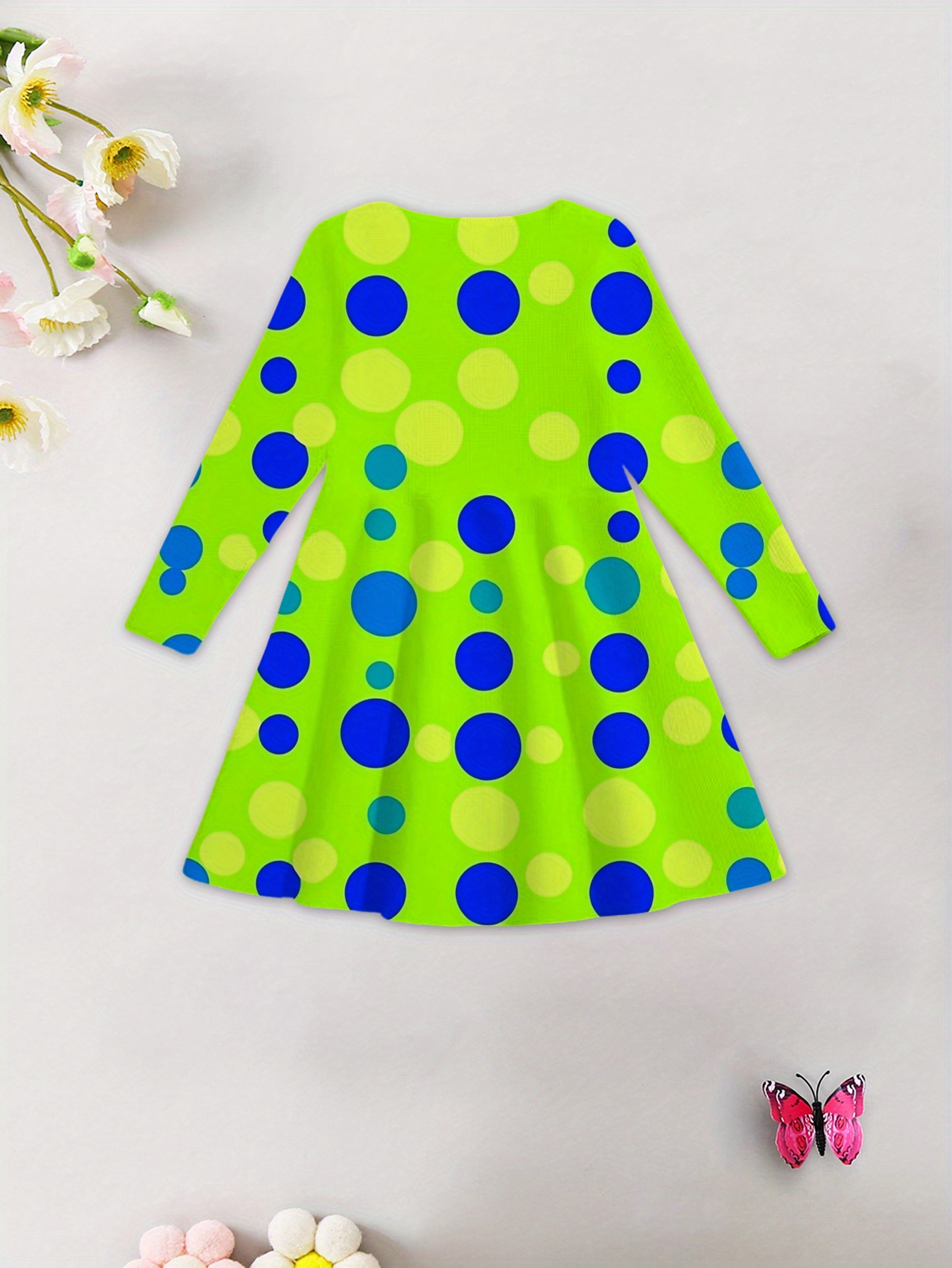 green polka dot long sleeve dress Dark Green Surplice Long Sleeves Printed Homecoming Dress Lavender / US 2 main image 1