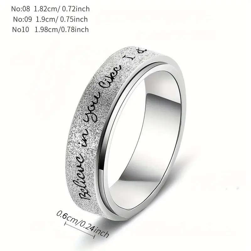 6mm rotating stainless steel ring with believe in yourself engraving black white gradient durable stylish for men spring fashion accessory motivational jewelry gradient durable jewelry Product details 2