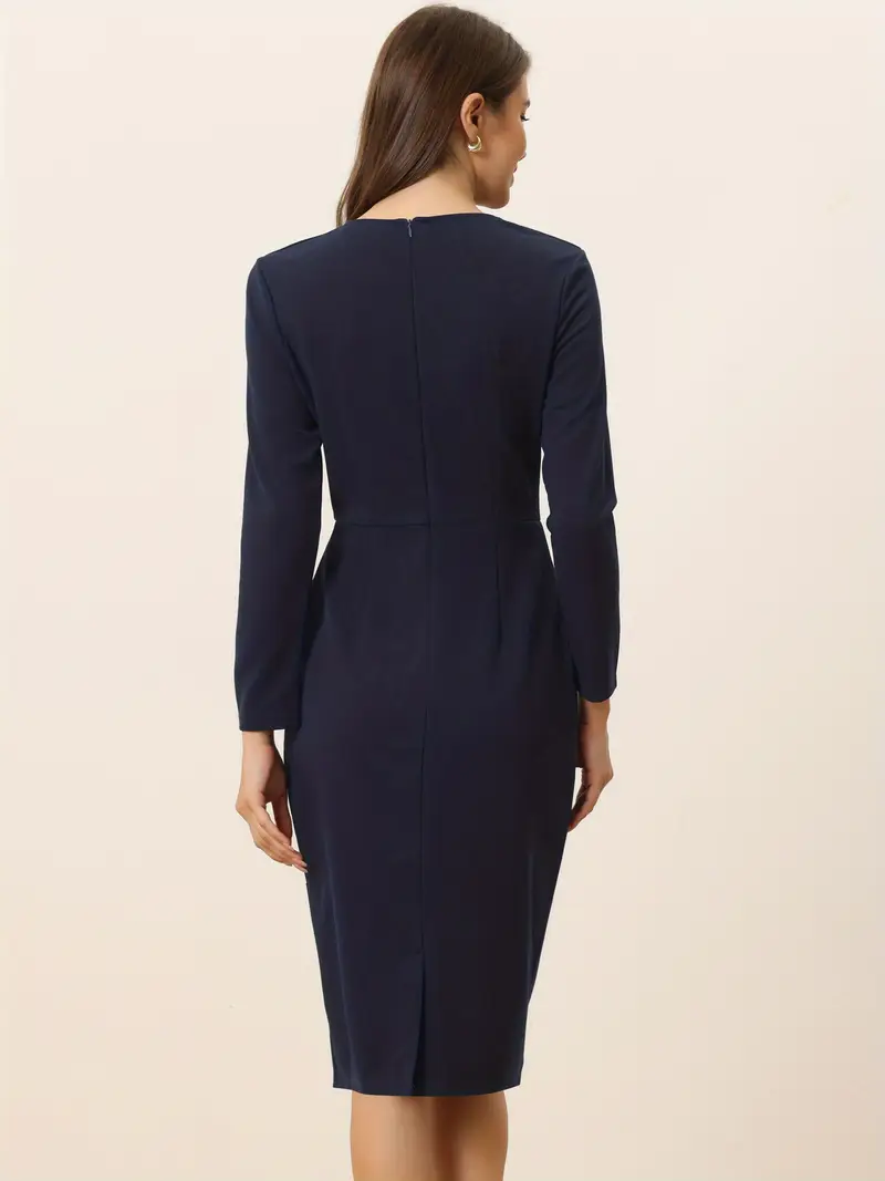 a fitted pencil dress women featuring a round neckline - Temu a fitted pencil dress women featuring a round neckline - Temu