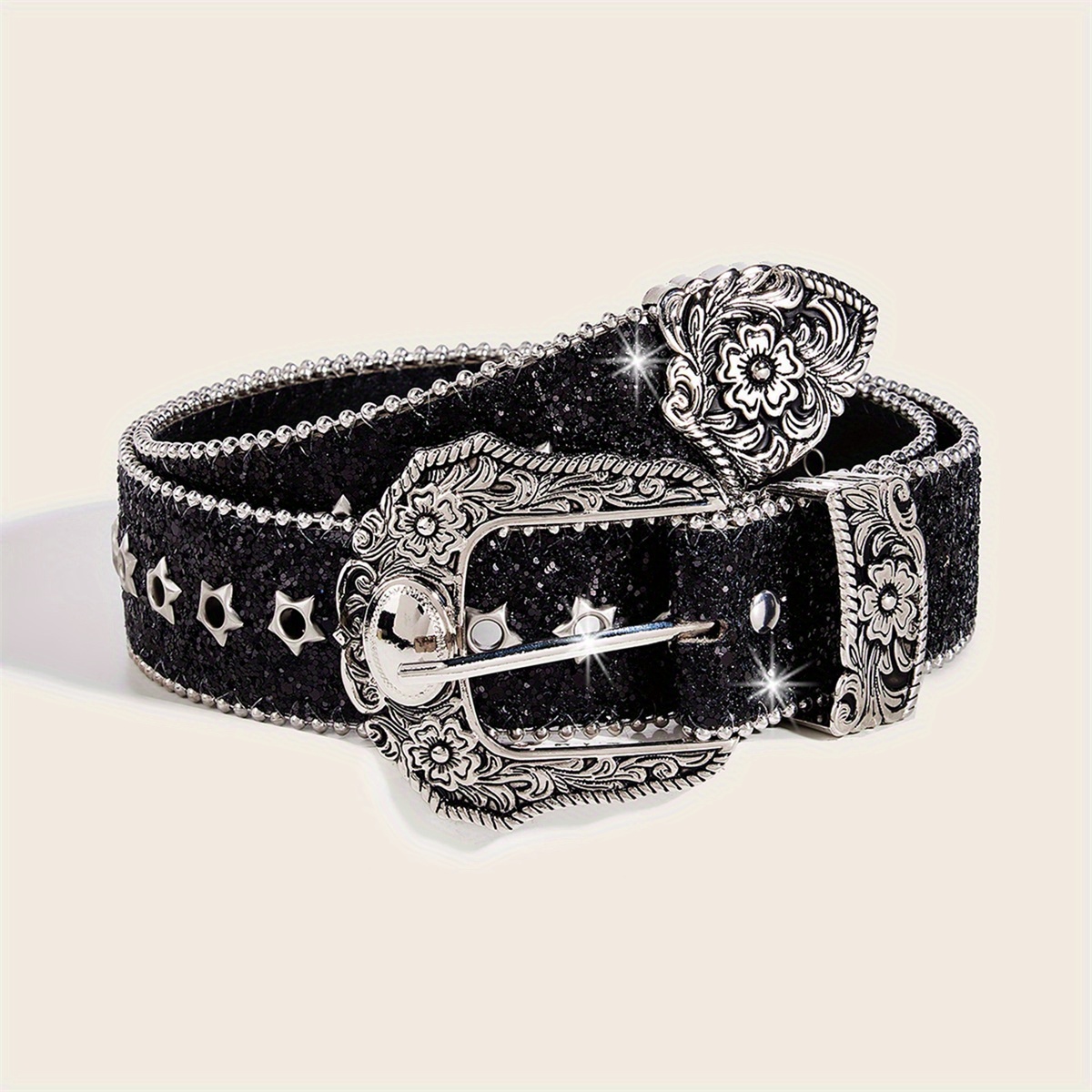 womens vintage western cowgirl belt floral carved - Temu display picture 1