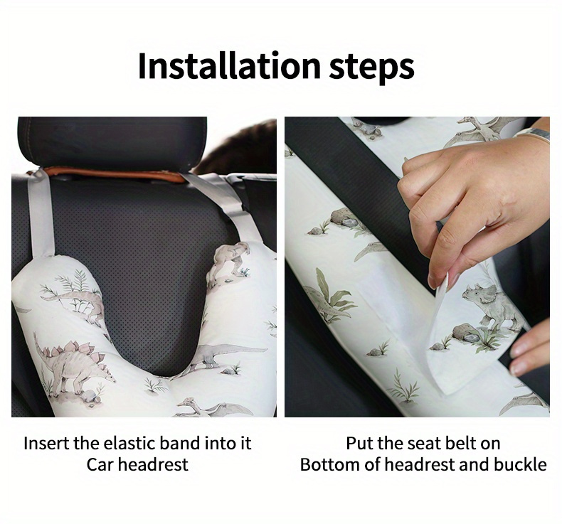 Kids Car Neck Pillow, Y-Shaped Safety Belt Travel Cushion, Adjustable Shoulder Pad, Question Mark Design Long Drives, Train, Airplane- Polyester Fiber, 1-Pack