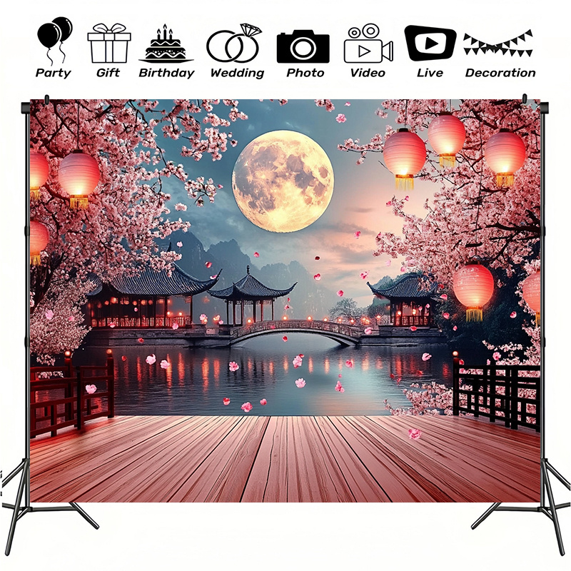 

Large Traditional & Full Backdrop, Polyester Fabric Photography Background, Indoor & Outdoor Party Banner, Ideal For , Home Decor, Studio Props, Garage Door Hanging - No Electricity Needed