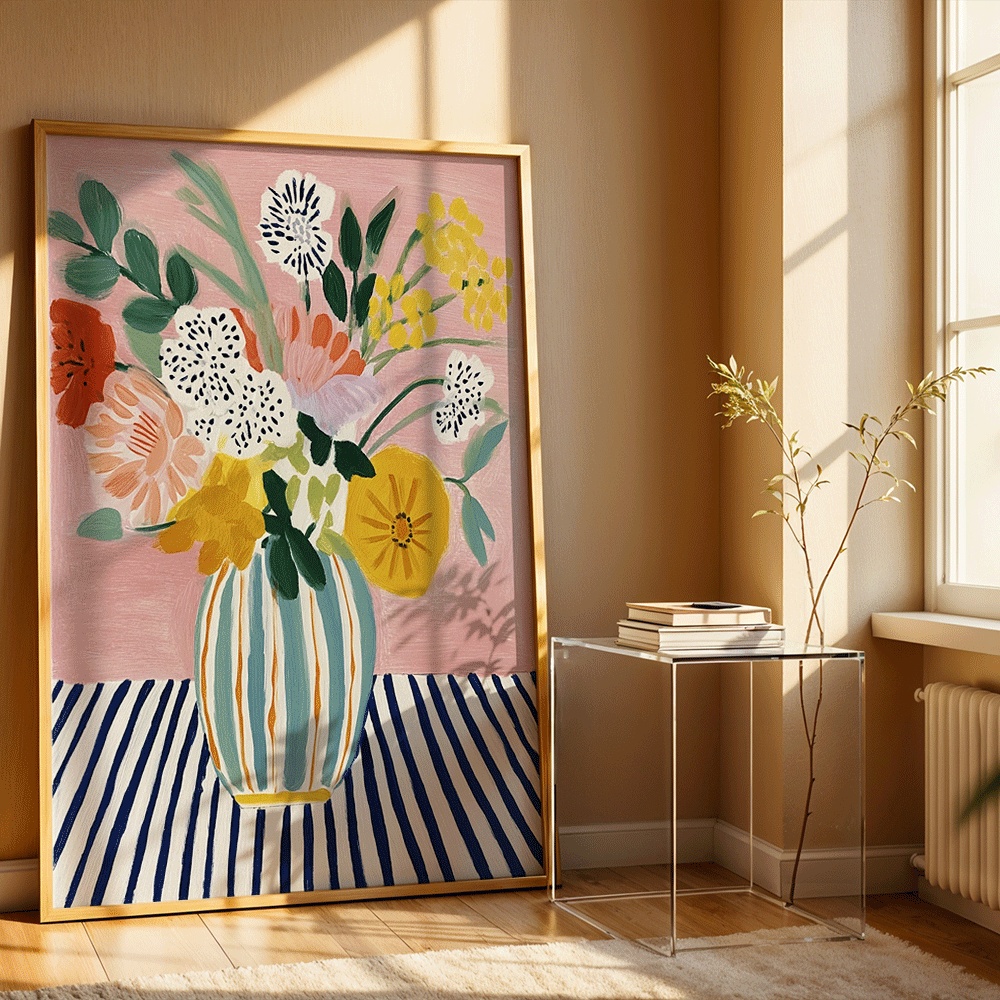 Image of 2d Flat, 2d Flat, Posters And Canvas Prints Featuring Floral Vase Designs For Decorating Bedrooms And Living Rooms, Unframed As Gifts, Halloween Decorations, Christmas Decorations