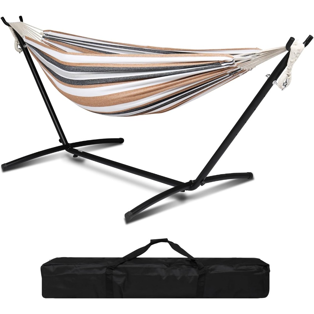 TEMU Bonnlo Outdoor Hammock, Hammock With Stand, Approximately 204kg Weight Capacity, Includes Carrying Bag, Indoor, Outdoor Patio, Deck, Yard And