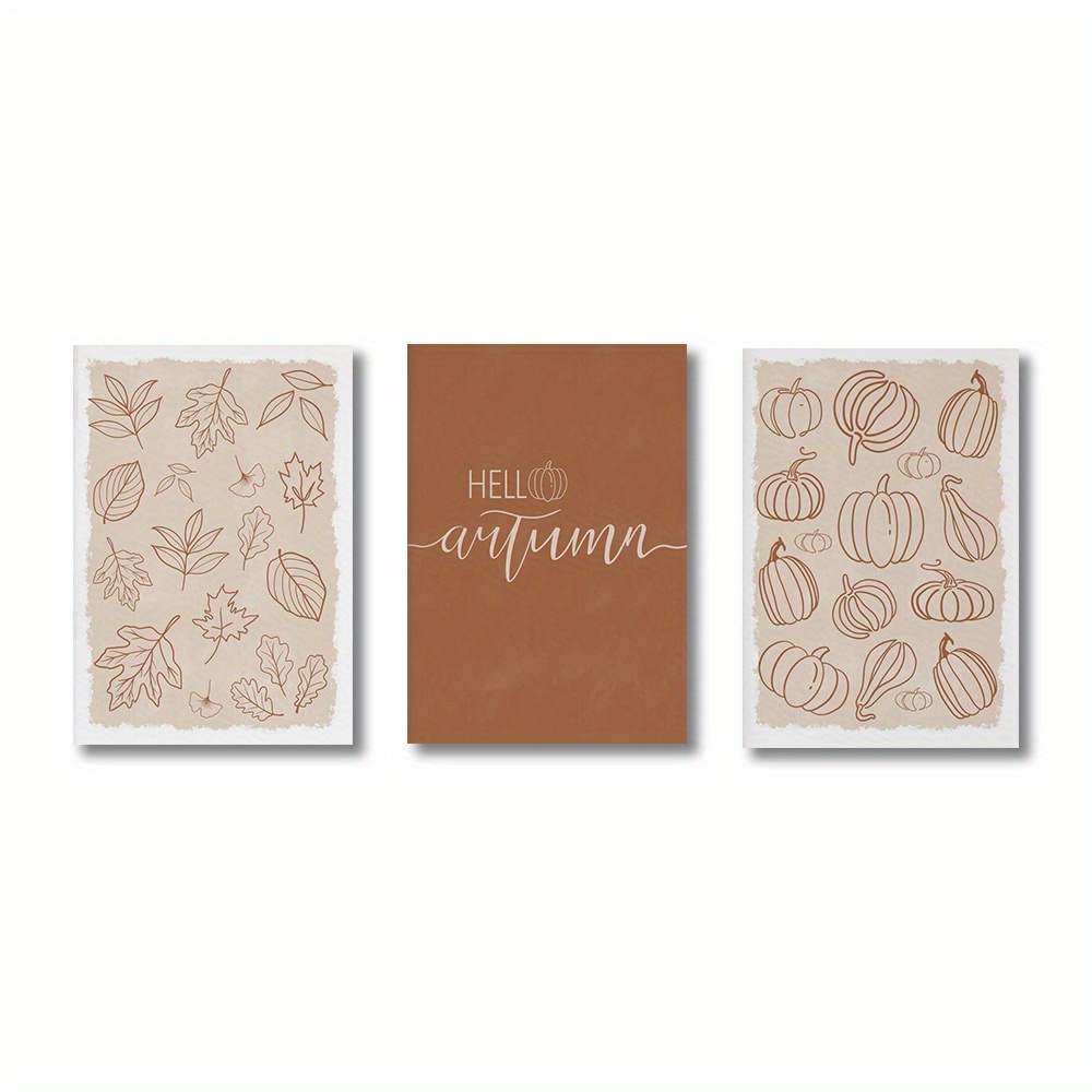 TEMU Minimalist Autumn Set Of 3 Prints: Pumpkin Line Art, Rustic Fall Posters - Thanksgiving Seasonal Decor & Holiday