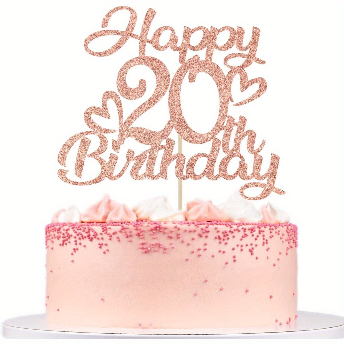 1 Pack Rose Golden Happy 20th Birthday Cake Topper - Hello 20, Cheers To 20 Years, 20 And Fabulous, 20th Birthday/anniversary Party Decorations