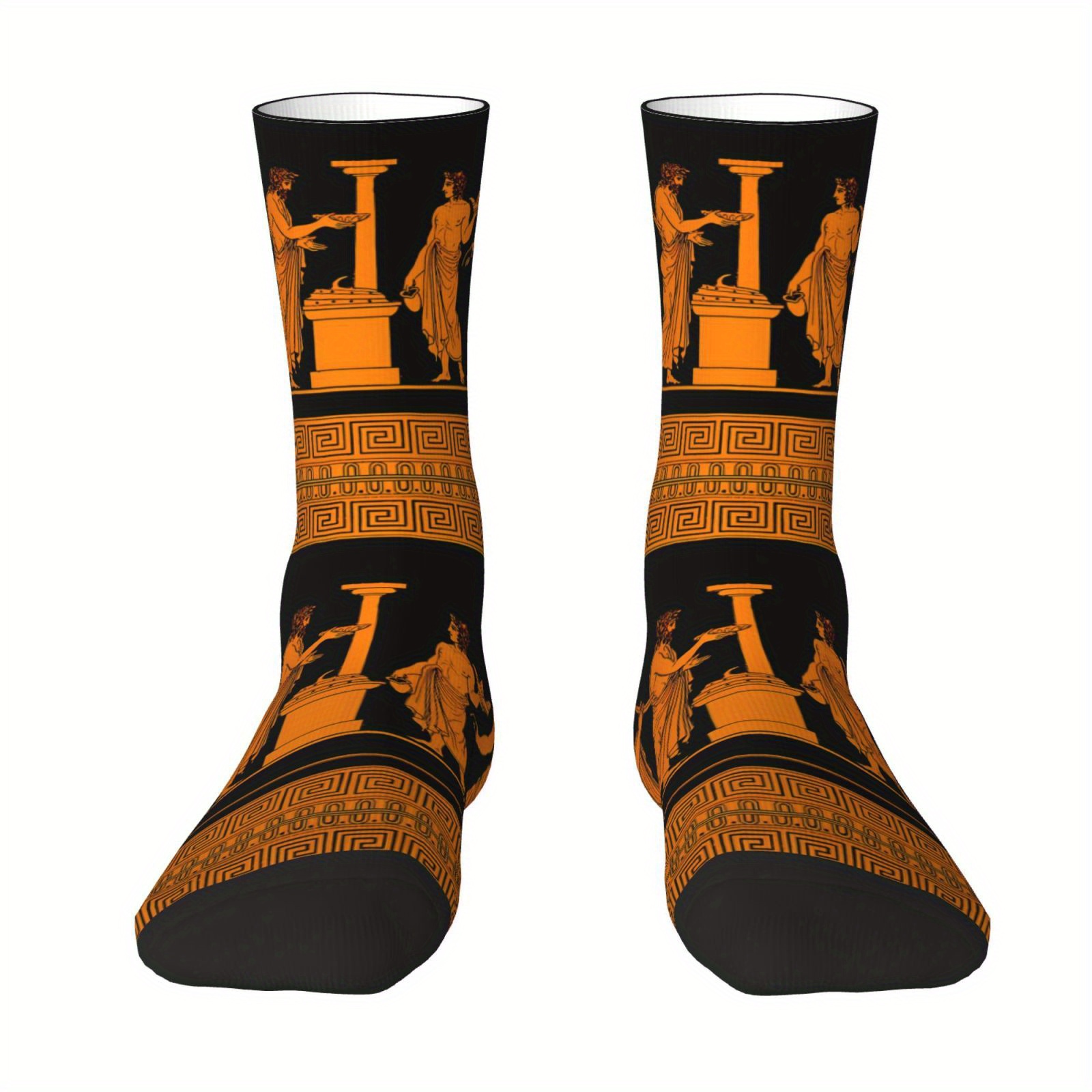 TEMU 1 Pair Of Novelty Printed Socks For Lovers Of Ancient , Featuring Digital Printing Technology. The For Sock Collectors, Ideal For Outdoor