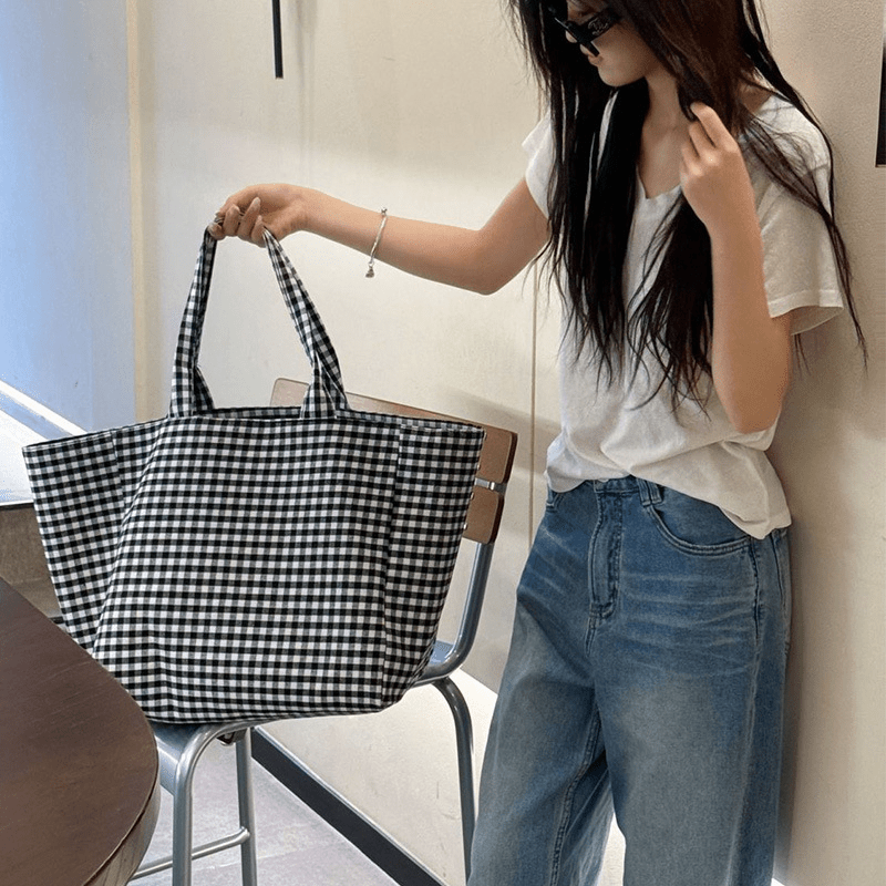 TEMU 1pc Large Capacity Bag, Student Single-shoulder Shopping Bag, Handheld Vintage Tote Bag, Women's Backpack