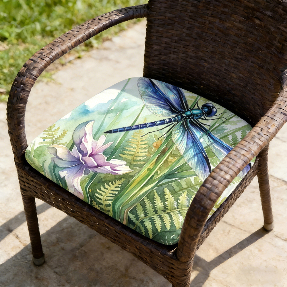 1pc Silent Winged Dragonfly Pattern Courtyard Chair Seat Cushion, Indoor And Outdoor Seat Cushions, Back Cushions, Size 19.7*17.7*1.57inch, Suitable for Garden Chairs, Office Chairs And Floor Seats. Soft And Comfortable