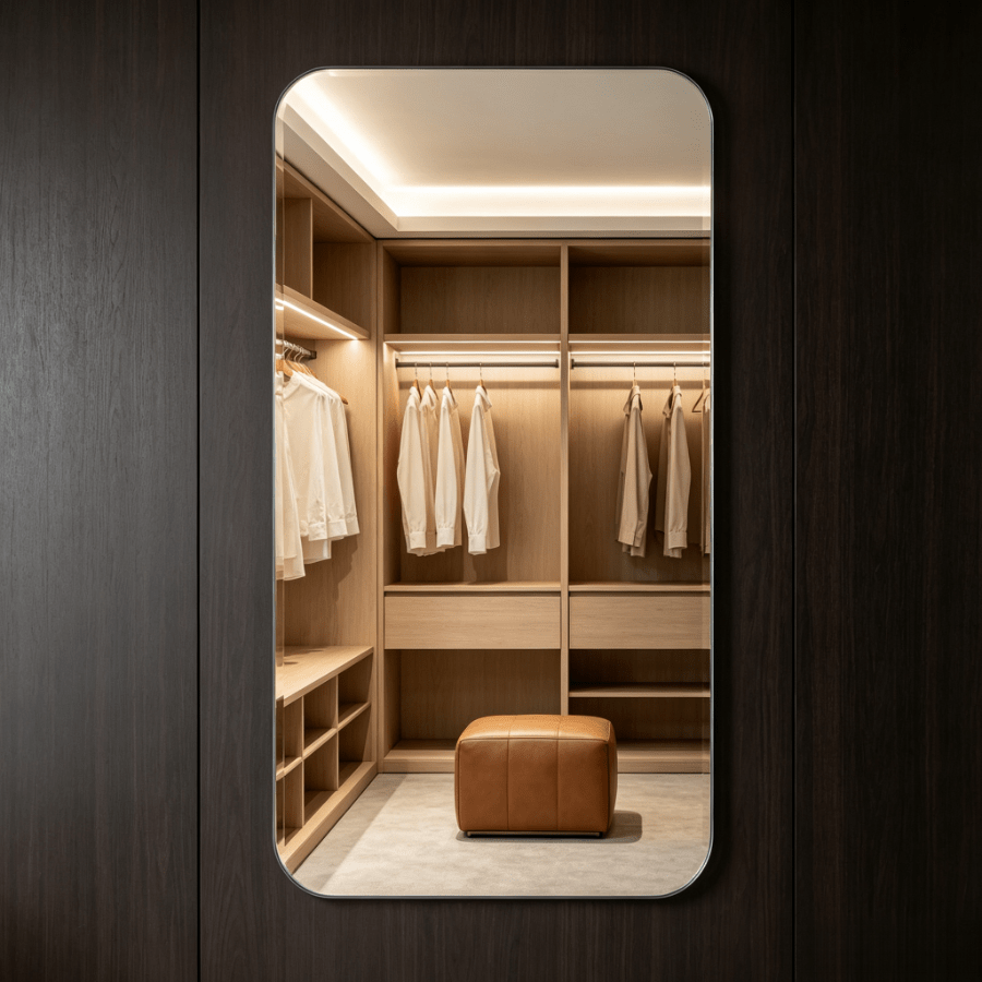Acrylic Vertical Rounded Corner Wall Mirror