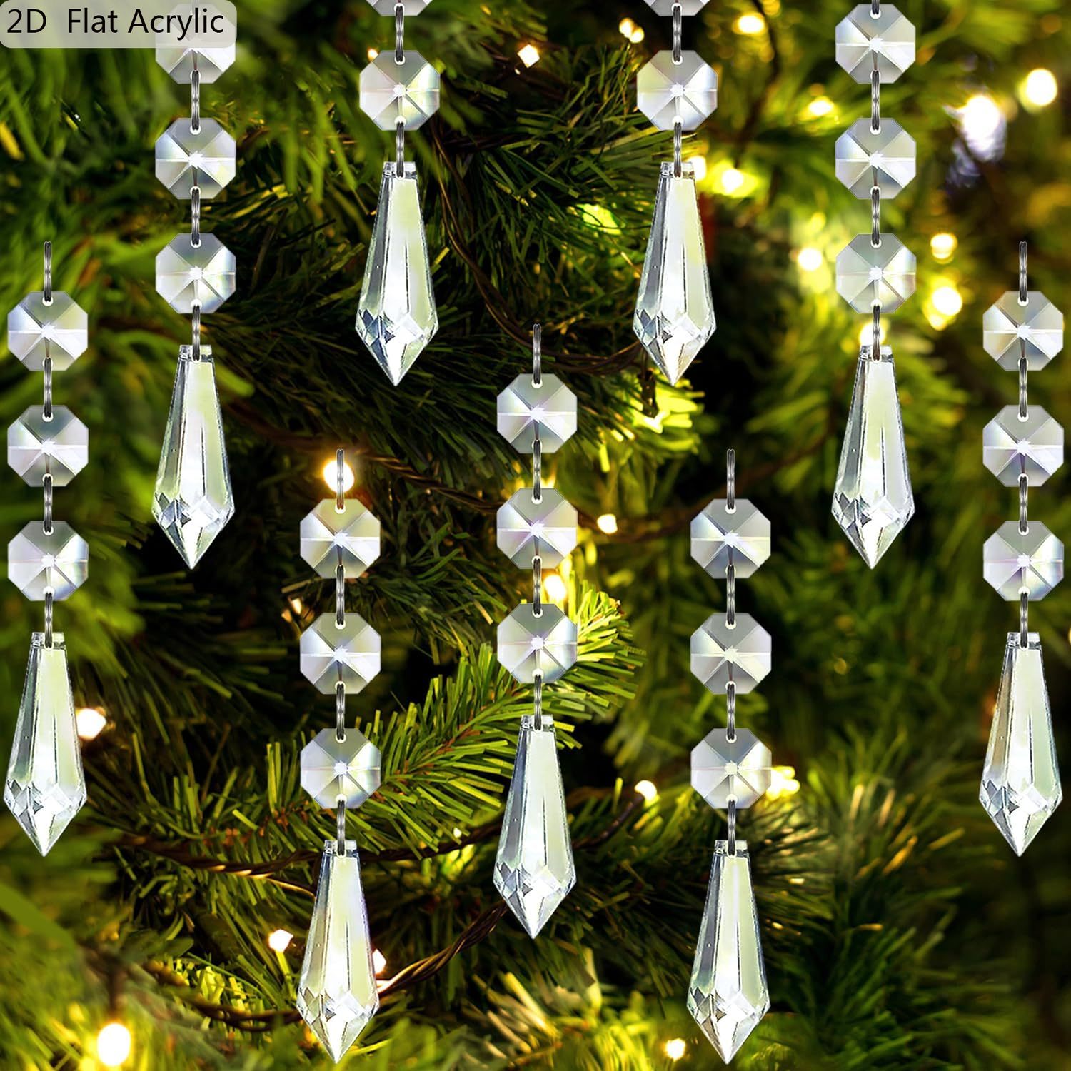 TEMU 2D Plat - Ensemble de 20 décorations plates 2D en cristal pour de Noël, suspendus en acrylique adaptés aux centres de table et à la décoration