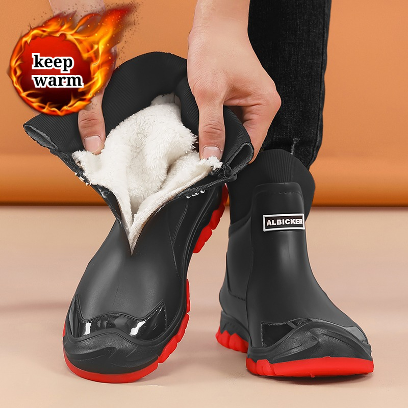 unisex insulated waterproof rain boots red accents featuring  display picture 2