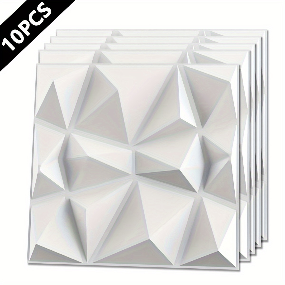 TEMU 10pcs Diamond Pattern Vinyl Wall Tiles, 3d Textured Wall Panels, Waterproof Moisture-proof Pvc, Easy To -to-size, With Ideal For Room Bathroom