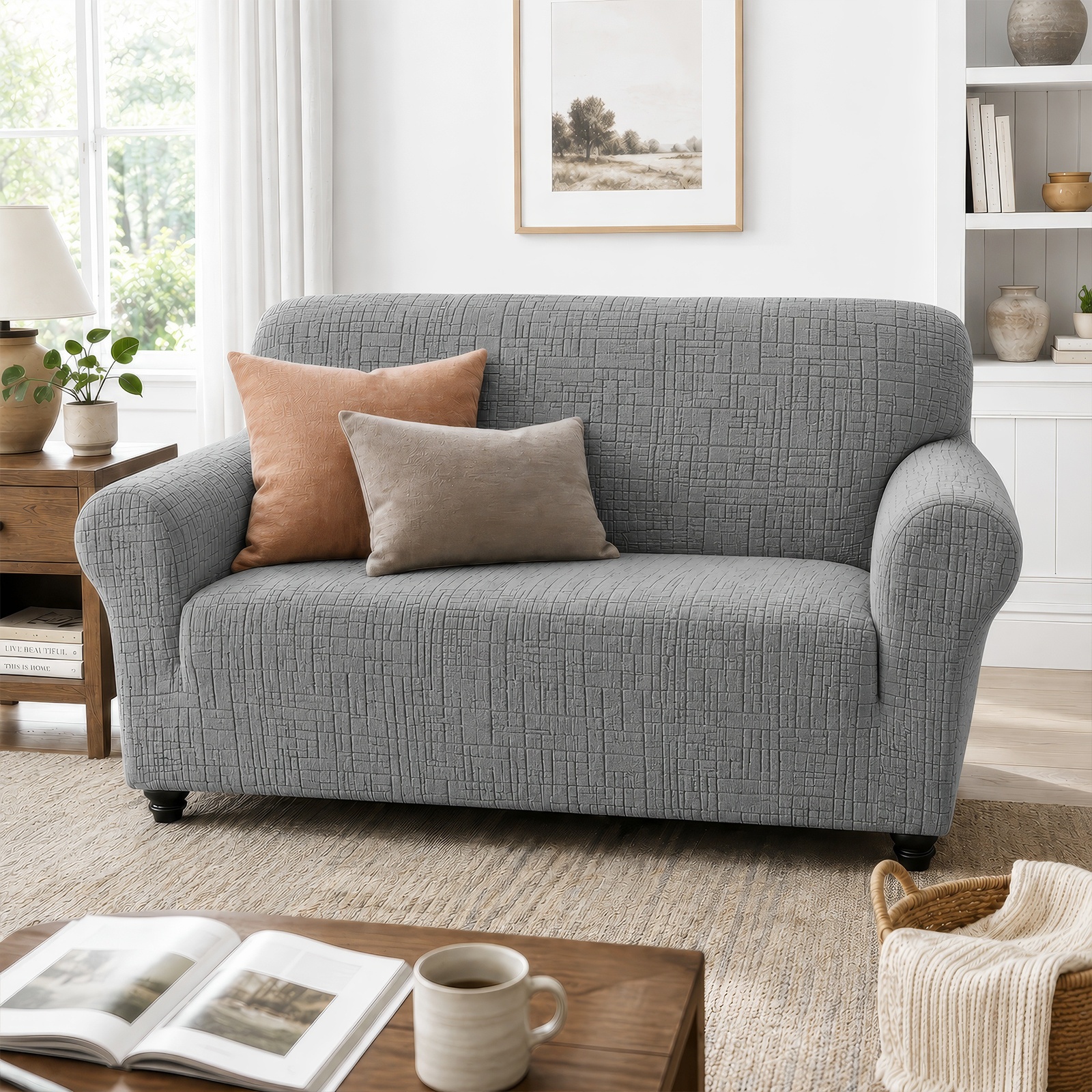 Image of High Stretch Sofa Cover, 2 Seater/3 Seater Spandex Elastic Sofa, Sofa Slipcovers - Super Soft Couch Covers Washable Furniture Protector