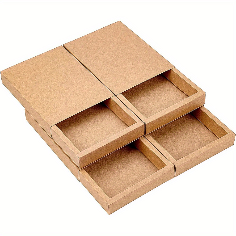 10pcs Paper Folding Drawer Boxes - 7.87x5.91x1.18 Inch Rectangle Jewelry Display & Gift Packaging Supplies, Durable Cardboard With Multiple Compartments For Crafts, Storage & Presentation