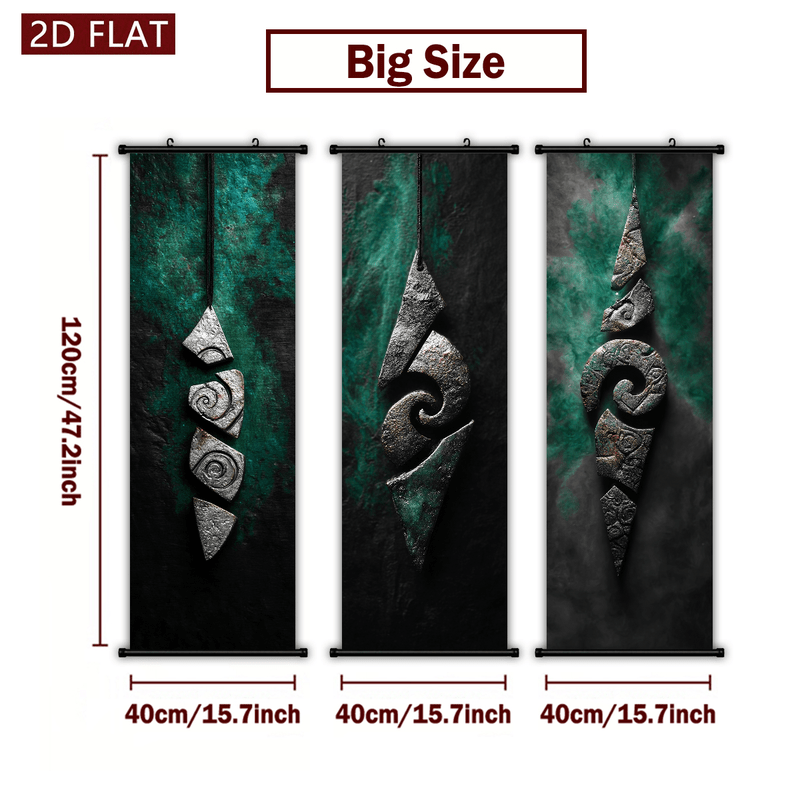 TEMU 2d Flat, 2d/flat-3pcs Tribal Pattern Plastic Scroll Wall - Definition Printed Hanging Scroll Painting Modern Ink - Style Artwork For Living Room