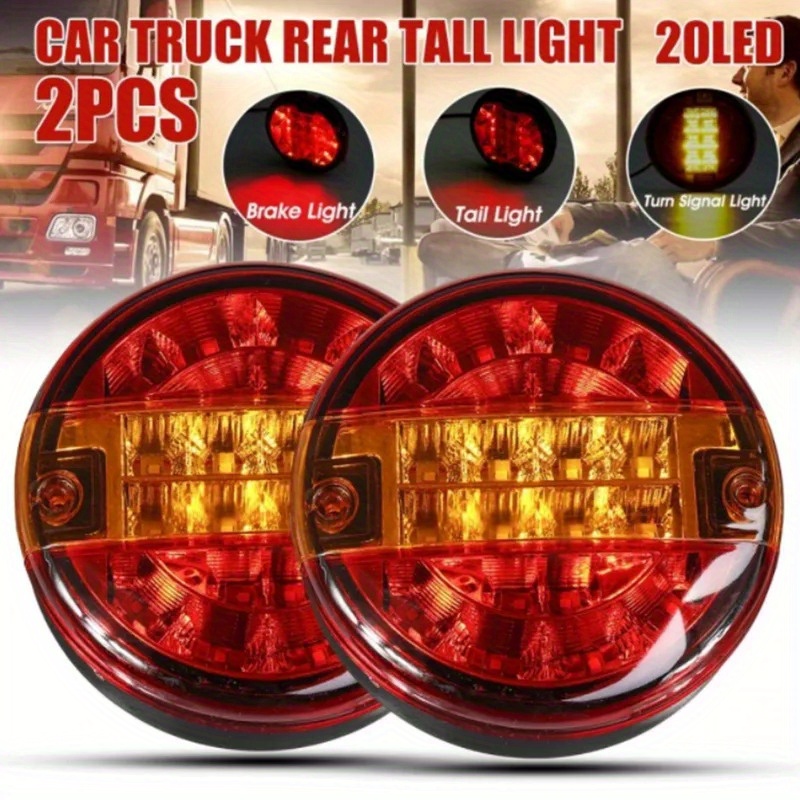 TEMU 4/2pcs 10-30v 20 Led Light Bulbs Light Bulbs Hamburger Camion Van Remorse 3 Features, Without Battery