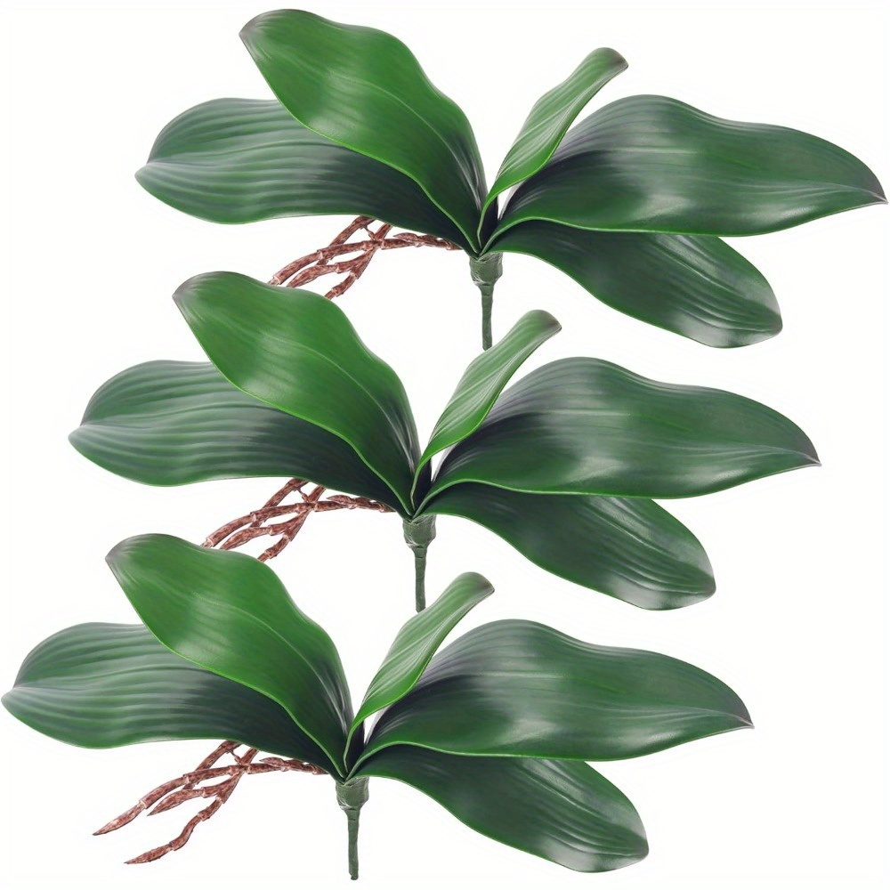 

3pcs Orchid Leaves Orchid Leaves Artificial Leaves For Valentine's Day, Day, Easter, Wedding Home Decoration Orchid Leaves Plant Potted Flower Arrangement