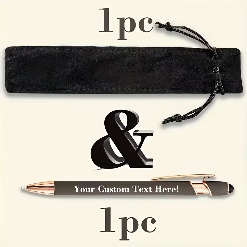TEMU Lot de 2 stylos à bille ronds gravés sur mesure - 1 stylet retractable pour écran tactile avec clip de poche, plusieurs couleurs disponibles -