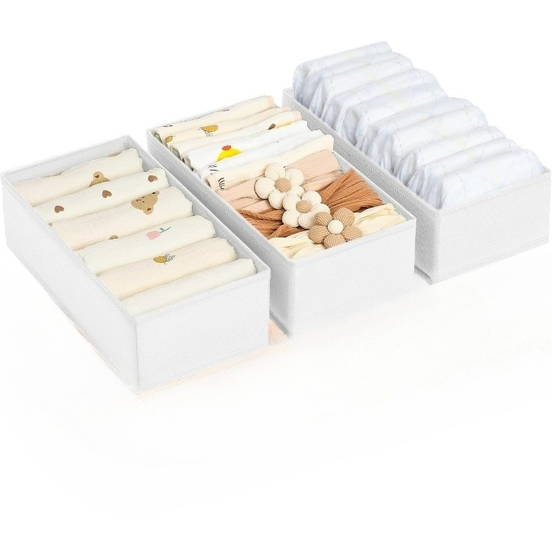 E-shop 3/6/9/12 Stück Schubladen Organizer - Kleiderschrank Organizer Set mit drei Fächern, Kleidung, Unterwäsche, Socken, BH, Gürtel, Krawatte