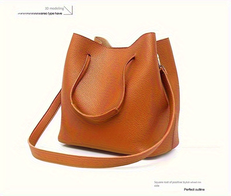 4pcs womens fashion crossbody bag set including handbag wallet card holder and bucket bag elegant shoulder backpack versatile tote with large capacity design ideal for travel work and casual use details 3