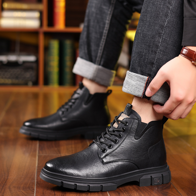 mens fur lined dress boots BRUNO MARC Men s Oxford run big Mens Shearling Boots | Sheepskin