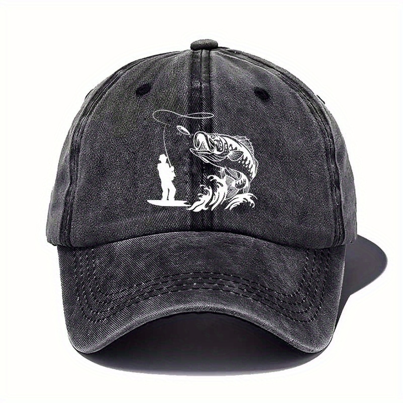 TEMU Casual Fishing Visor Baseball Cap, Fishing Fishing Old, Adjustable, Lightweight, Breathable, Outdoor Fishing Full Of