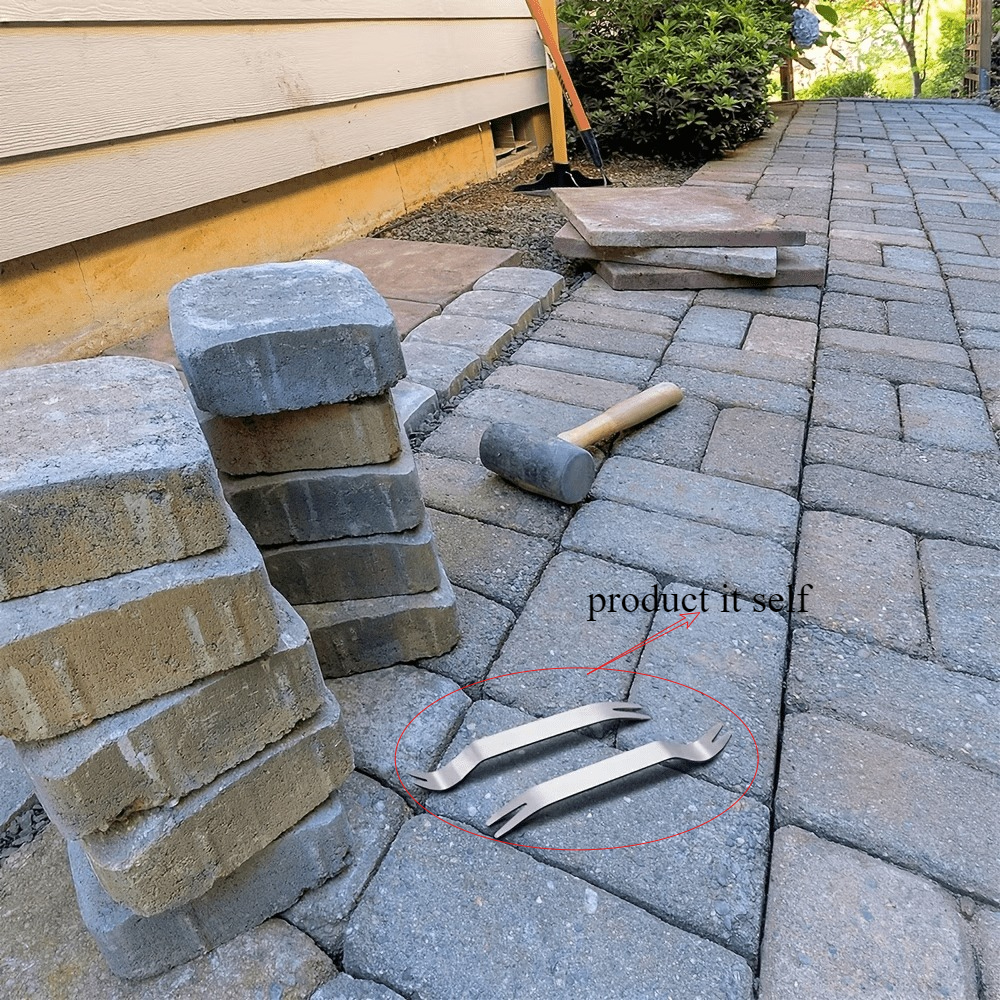 TEMU 2pcs Paver Tool Stainless Steel Paver Extractor Tool Removal Sunken Brick Tool For Garden Lawn Yard Replace Paver Patio Blocks - Free Shipping -