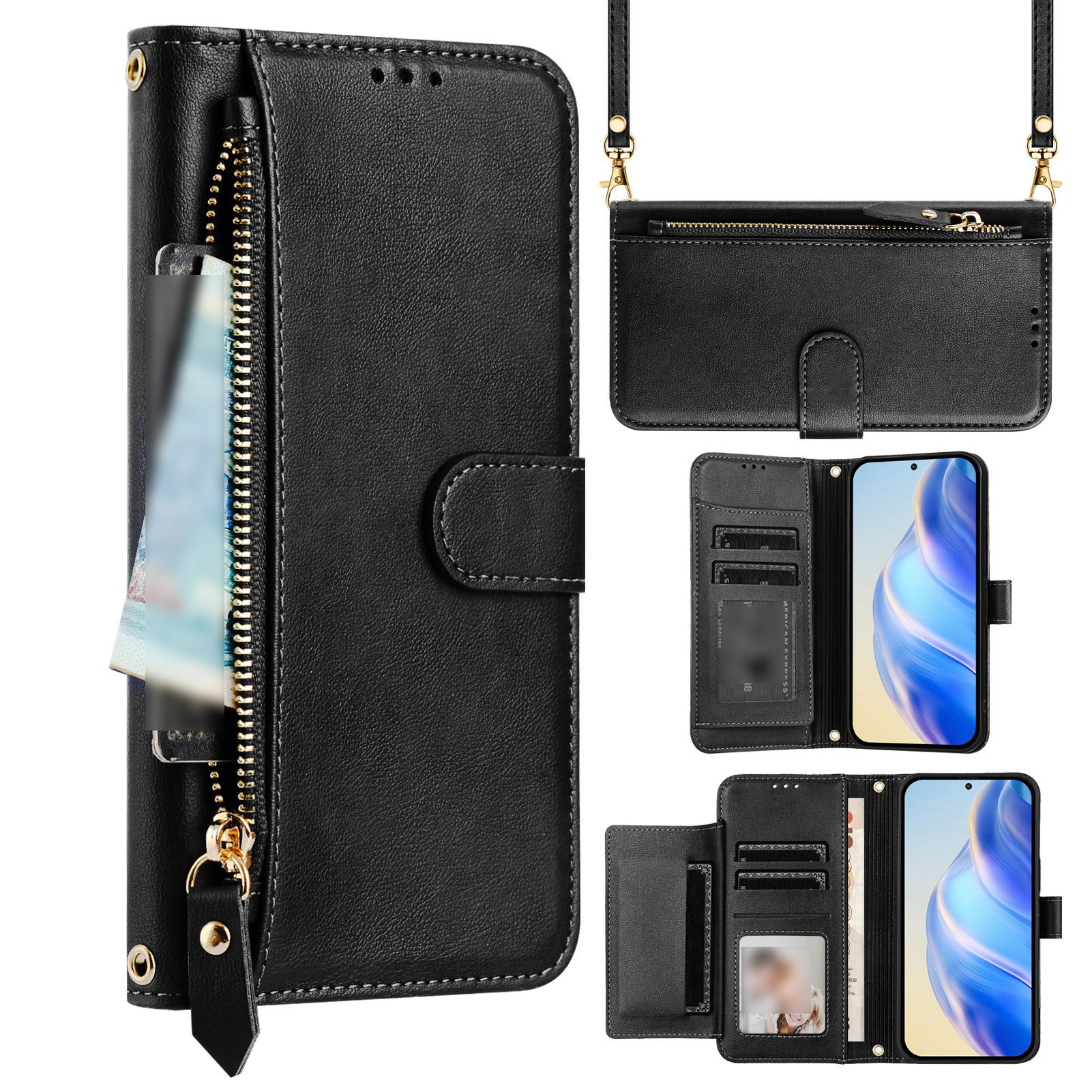 Funda para Teléfono - Ultimate Black Flip Cover Estampado Hoja Cuero Sintético con Ranura para Tarjetas, Carcasa de Cuero Sintético para Teléfono Móvil Adecuada para Infinix Hot 60 60I 50I 50 40 40I 30 20I 20 12I 12 11 10T 10S 10I 10 9 8 Play Lite Pro +