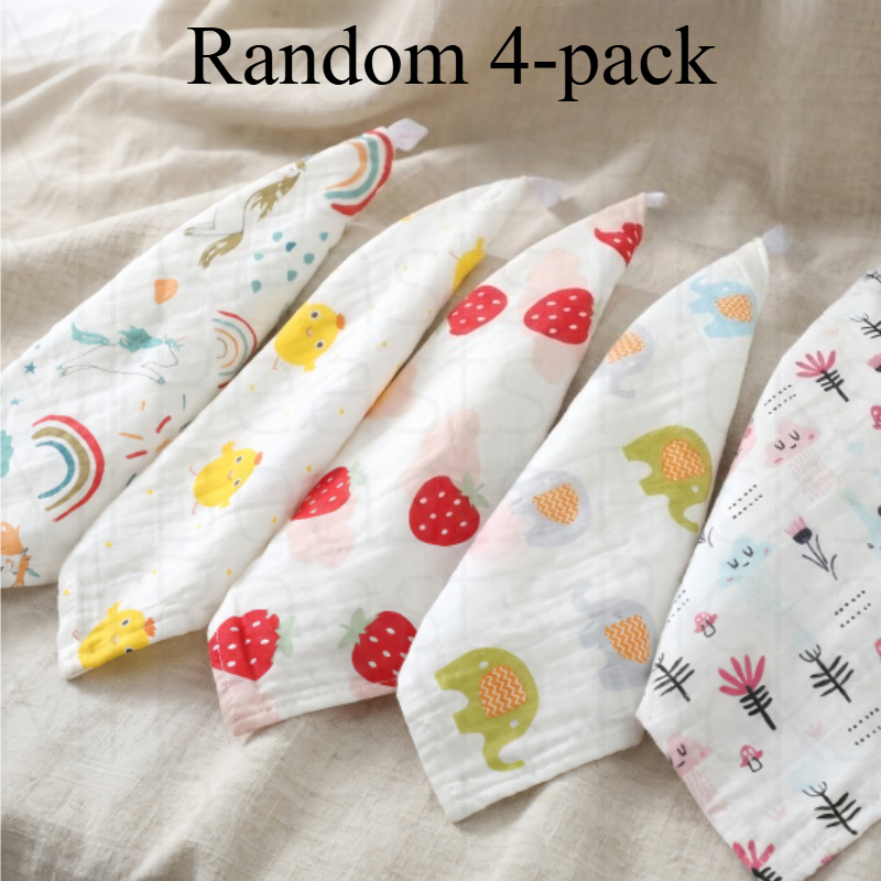 TEMU 4pcs Face Flannel Set - Random Colors, 6-layer Soft Tulle Washcloths, Reusable And Gentle To The Touch; Absorbent And Breathable, Suitable For