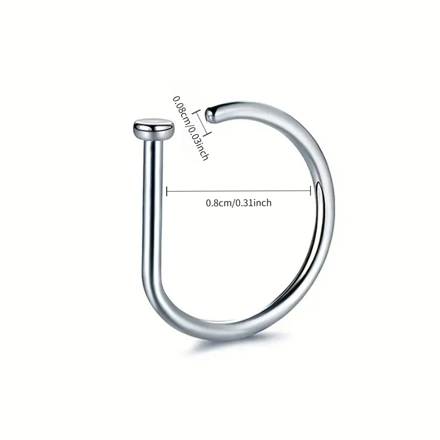 3pcs Geometric Shape Punk Nose Rings Set, Stainless Steel