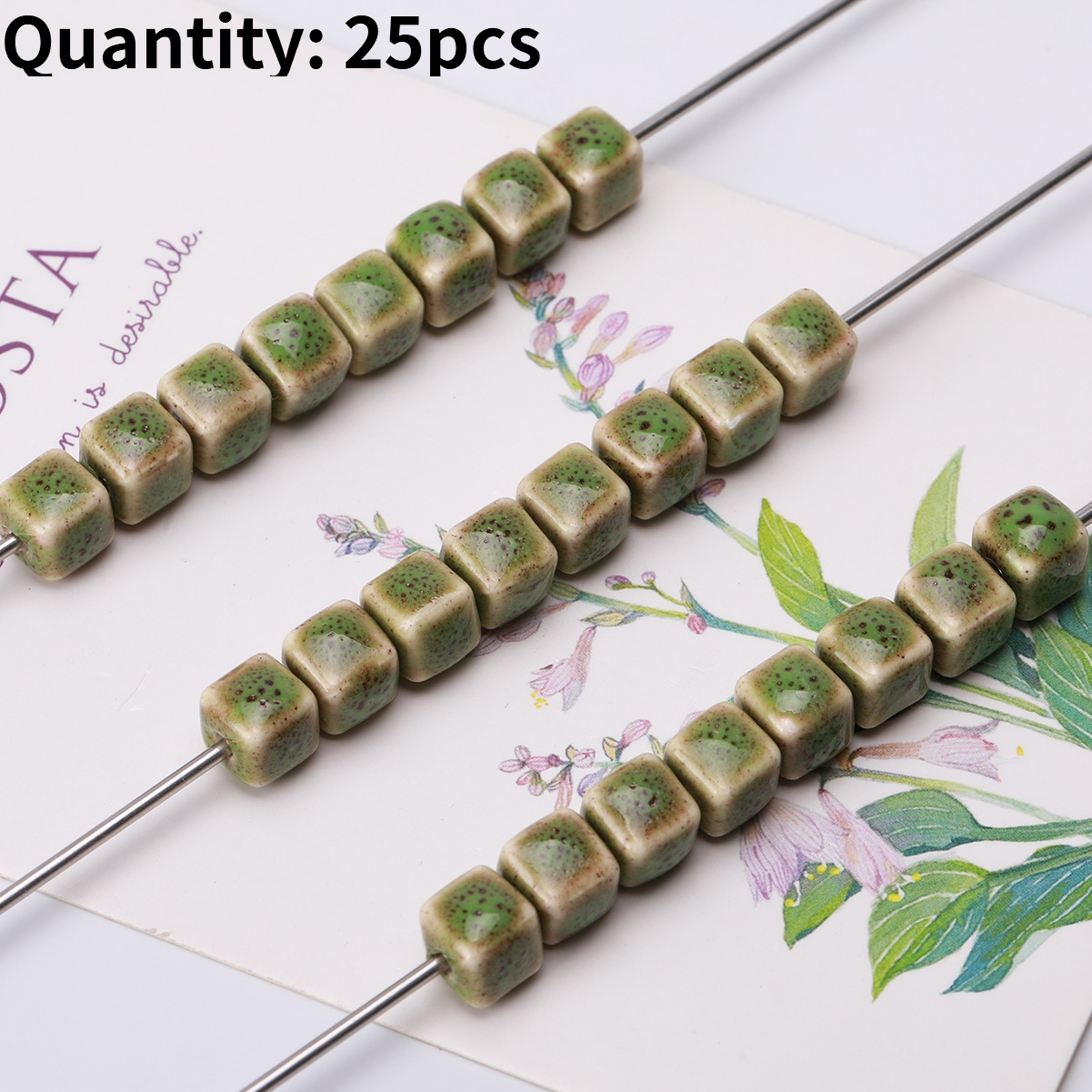 25pcs Vintage Speckled Glazed Ceramic Beads for DIY Jewellery Making